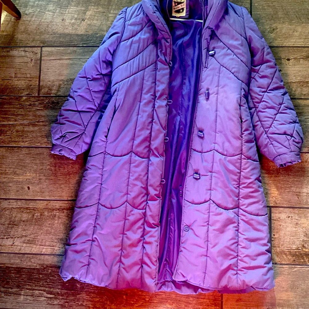 Women's Purple Quilted Long Puffer Coat